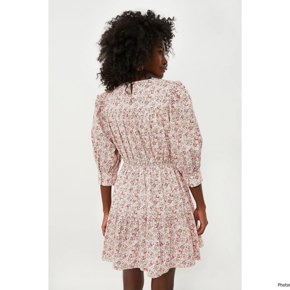 HYACINTH HOUSE Tuckernuck Pink and Red Floral Maddie Mini Dress Retail 158$ Sz S - Picture 3 of 10